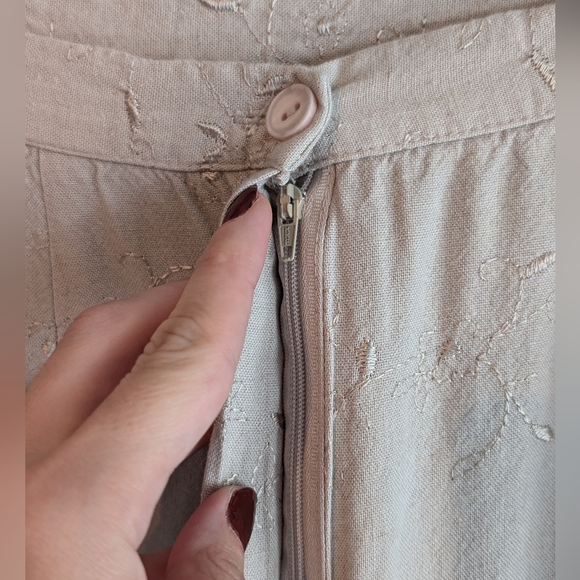 Vintage 90s Women's Tan Embroidered Pants Size M - Picture 4 of 8